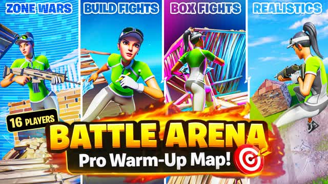 Pro Warm-Up Arena 🎯 1v1's & FFAs — Fortnite Creative map cover art