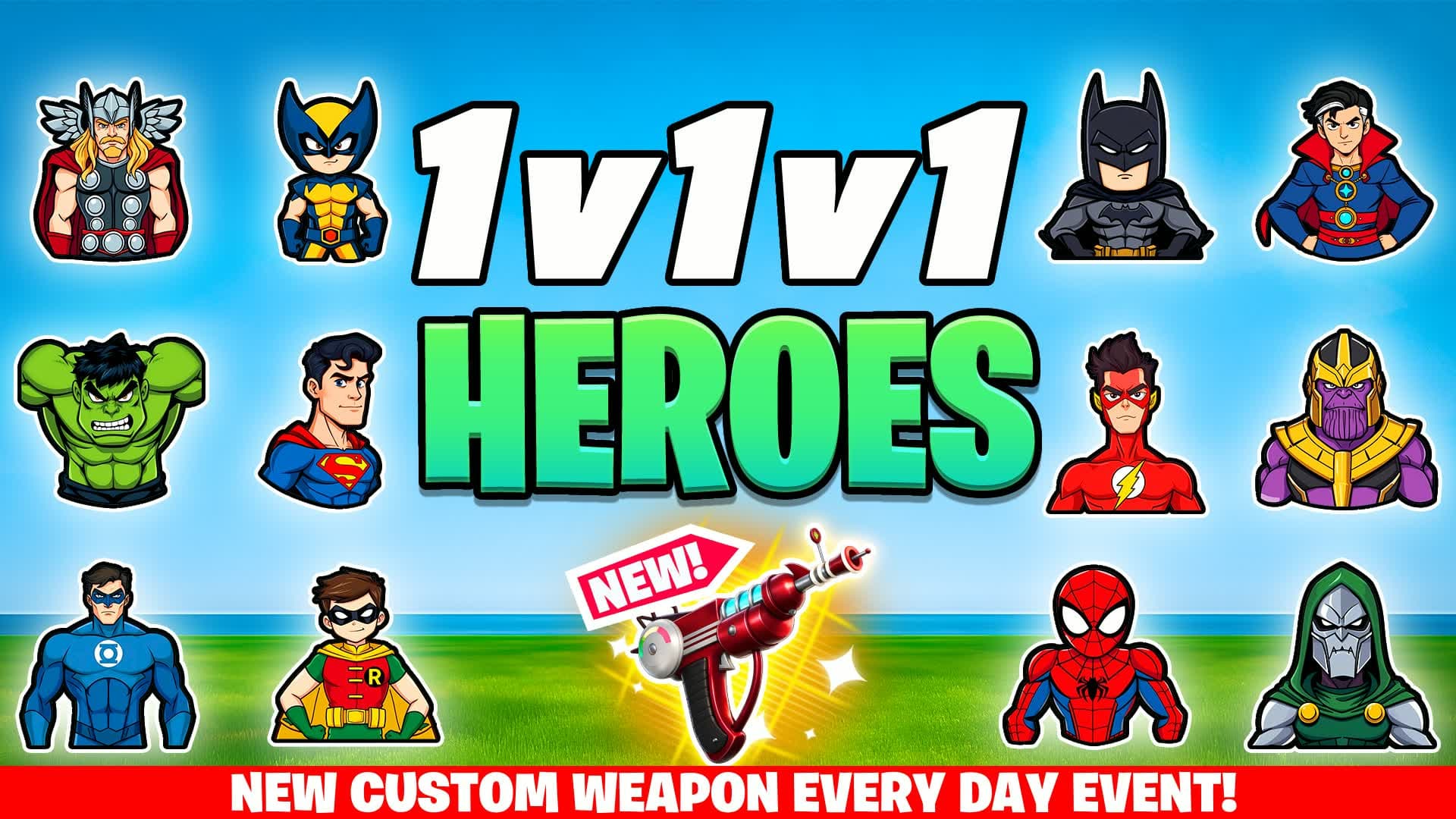 1V1V1 HEROES 1V1 Realistics Free for All — Fortnite Creative map