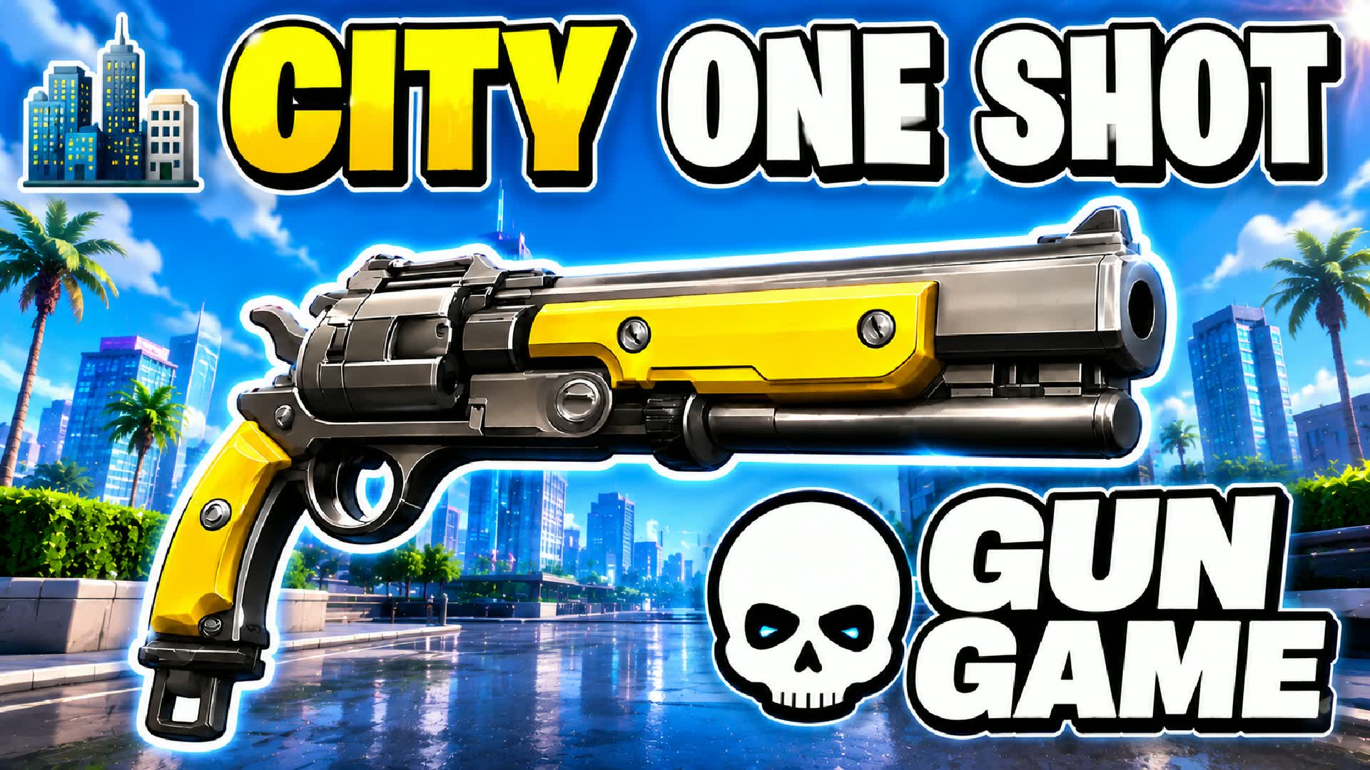 MEGA CITY MEME GUN GAME 🎯 ONE SHOT 🔫 — Fortnite Creative map
