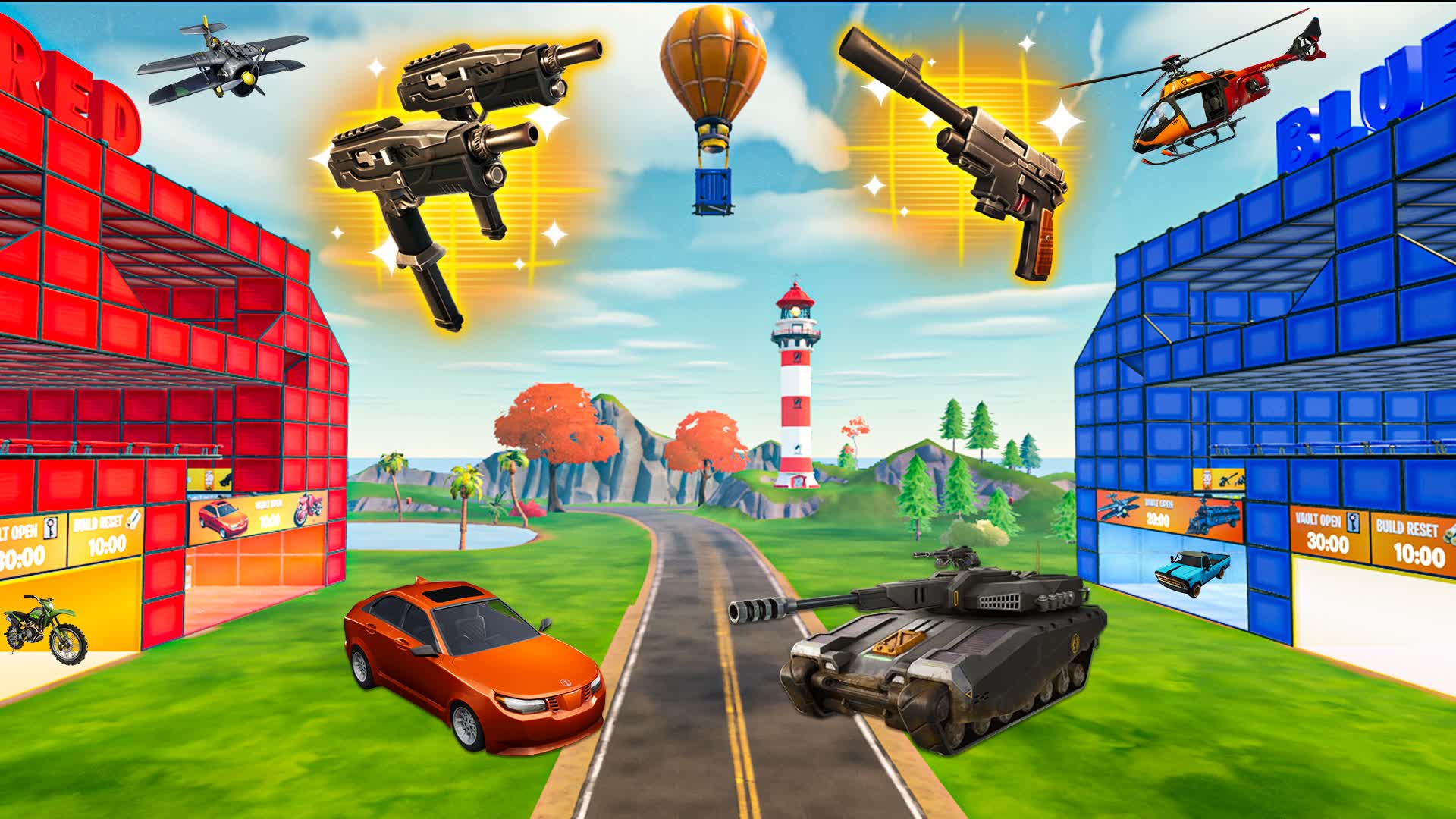 🏝️Open World Red Vs Blue🔴🔵 — Fortnite Creative map