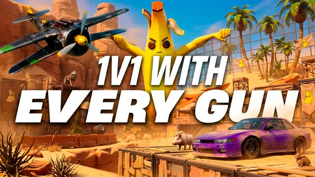 WILD LANDS 1V1V1 WITH EVERY GUN — Fortnite Creative map cover art