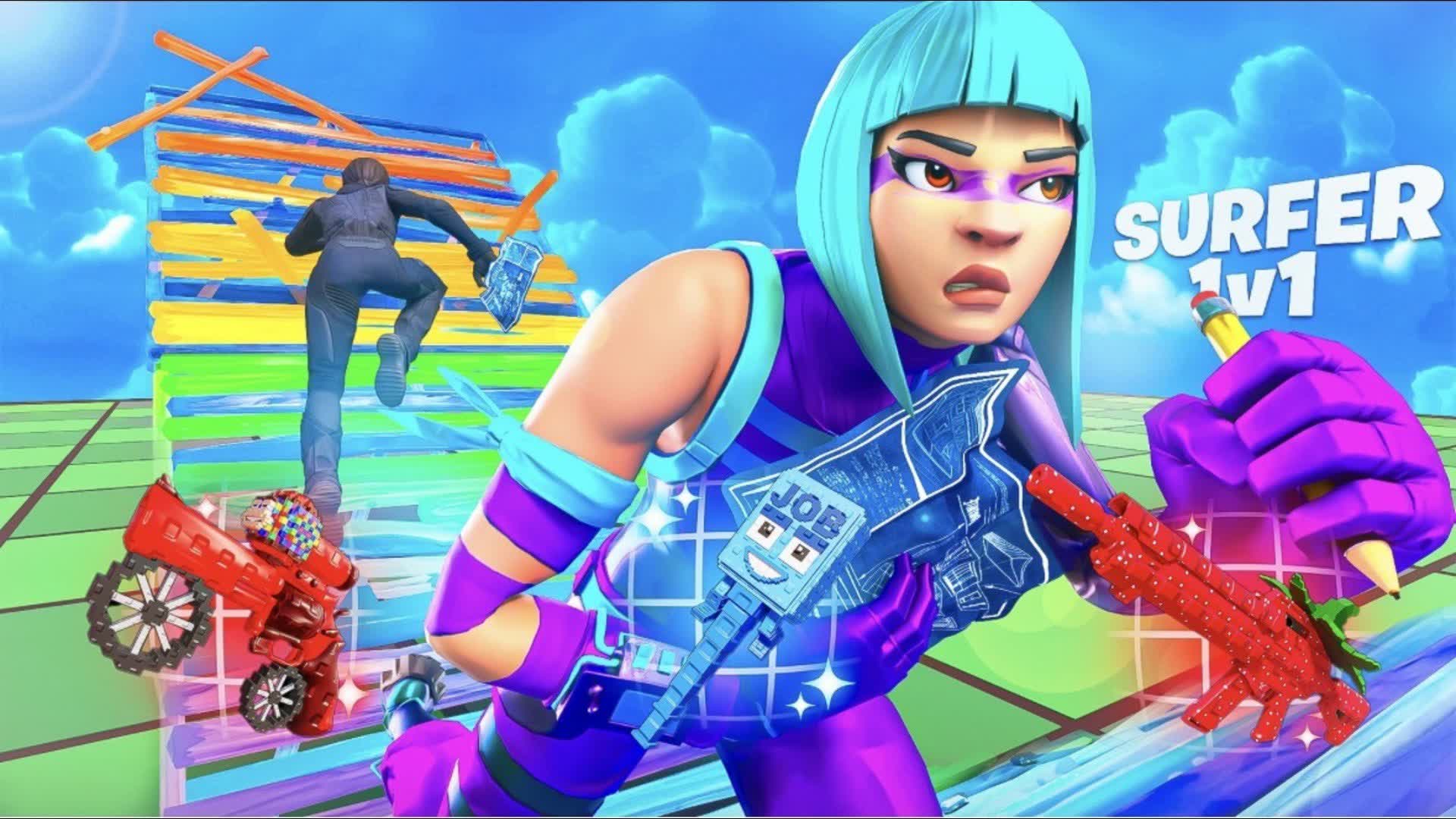 SURFER 1V1 BUILD FIGHTS (200 PUMPS) — Fortnite Creative map