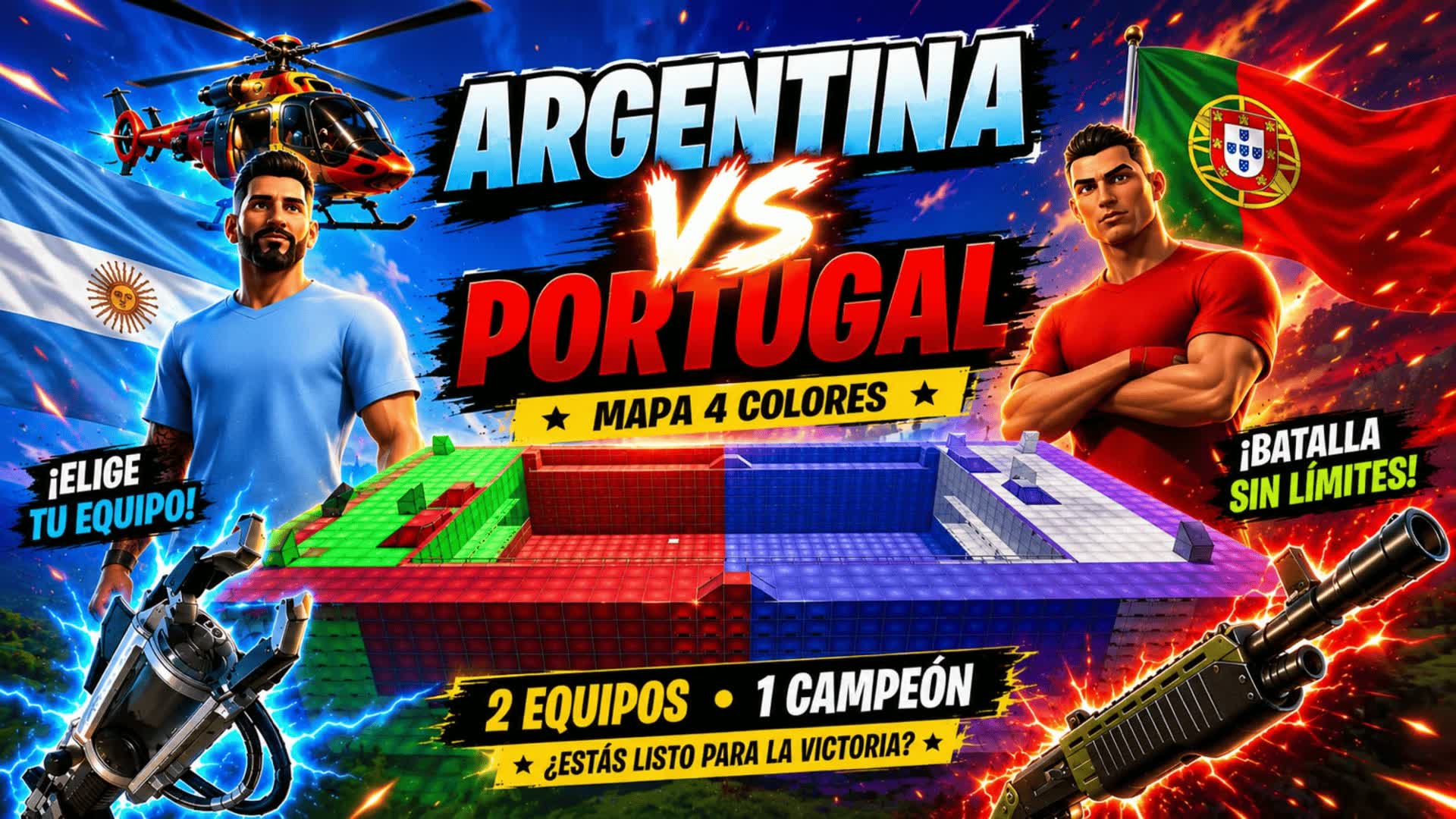 PORTUGAL VS ARGENTINA RED VS BLUE❤️💙 — Fortnite Creative map