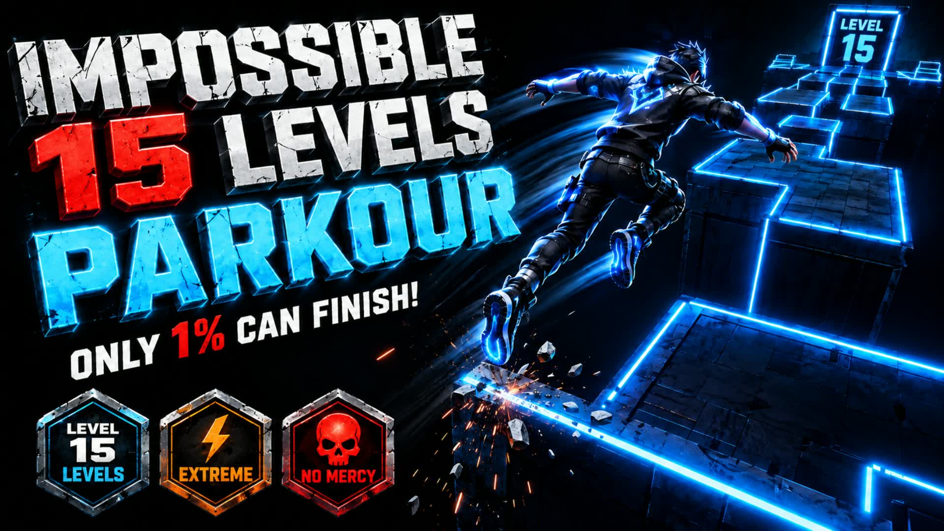 🟪15 LEVELS IMPOSSIBLE PARKOUR🟪 — Fortnite Creative map