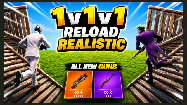 Pro 1v1v1 Realistic Reload New Weapons — Fortnite Creative map