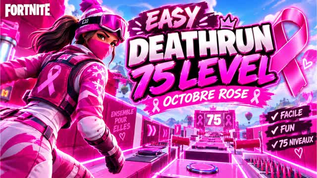 EASY DEATHRUN 75 LEVELS 🎀 OCTOBRE ROSE — Fortnite Creative map