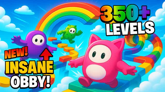 🌈INSANE PARKOUR 350+ LEVEL OBBY⭐ — Fortnite Creative map cover art