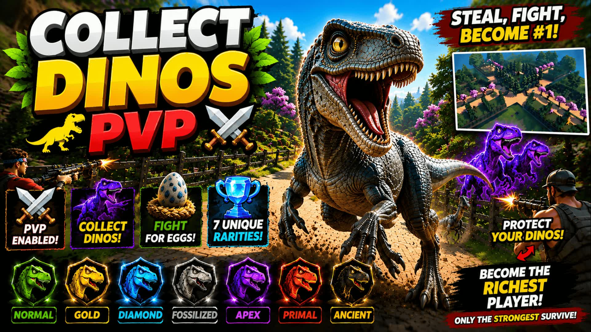 Collect Dinos PVP 🦖⚔️ — Fortnite Creative map