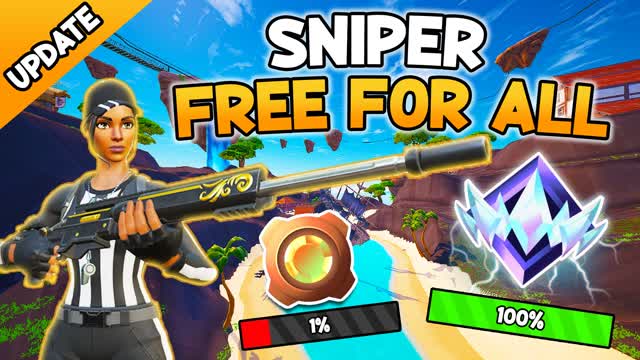 🎯 SNIPER GUN GAME - ONE SHOT ISLES — Fortnite Creative map cover art