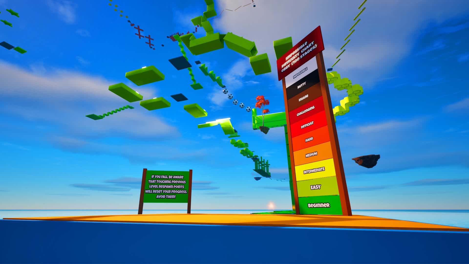 IMPOSSIBLE Difficulty Chart Obby! (100!) — Fortnite Creative map