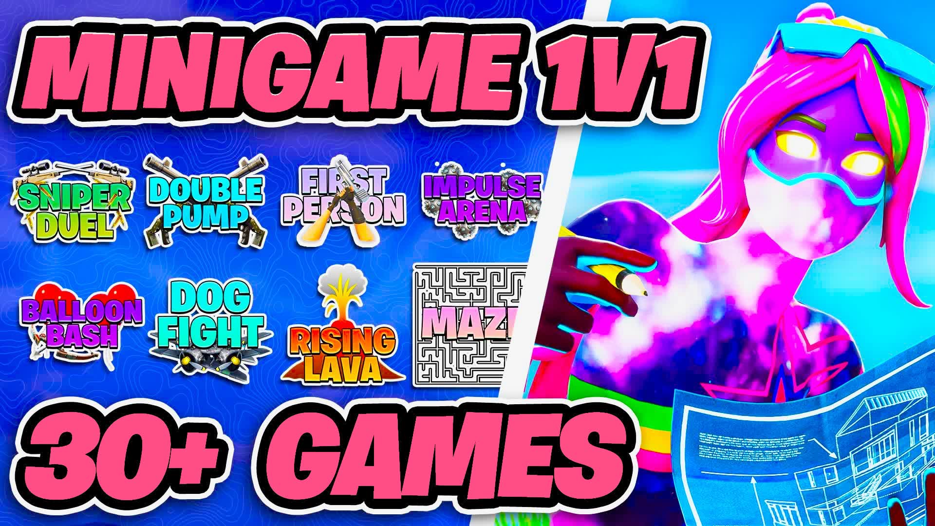 1V1 MINIGAMES — Fortnite Creative map