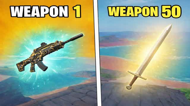 🏝️ Island Gun Game 🔫 50 Weapons — Fortnite Creative map cover art