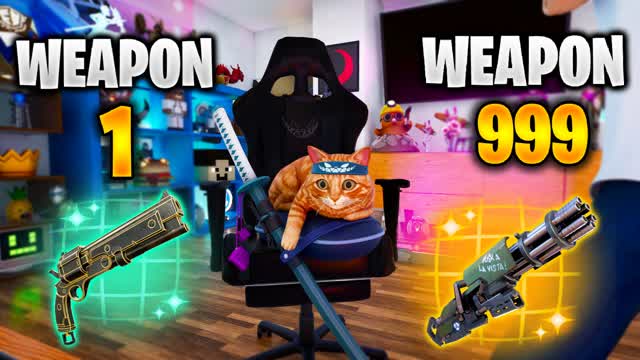 SUPER GUN GAME 🤣 Youtuber SETUP🎯 — Fortnite Creative map