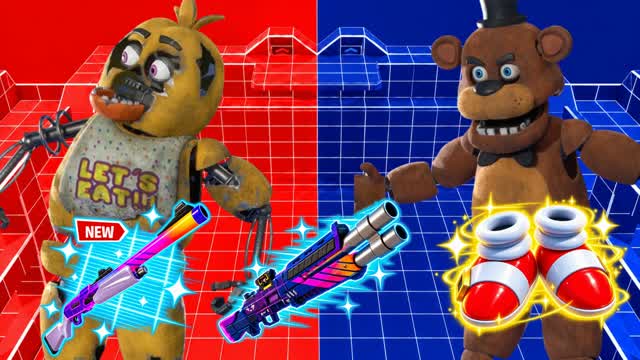 RED VS BLUE CROOKED GLASS LEAKS — Fortnite Creative map cover art