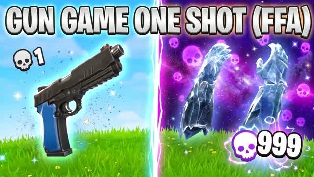 🔫 GUN GAME🎯ONE SHOT (FFA) — Fortnite Creative map cover art