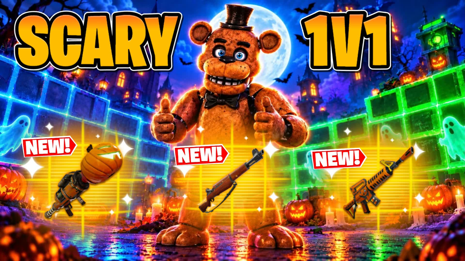 SCARY 1V1 HALLOWEEN - ALL GUNS & RIDES — Fortnite Creative map