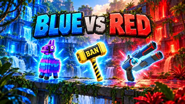 Reckless Crimson Arena: Red vs Blue 🏆 — Fortnite Creative map cover art