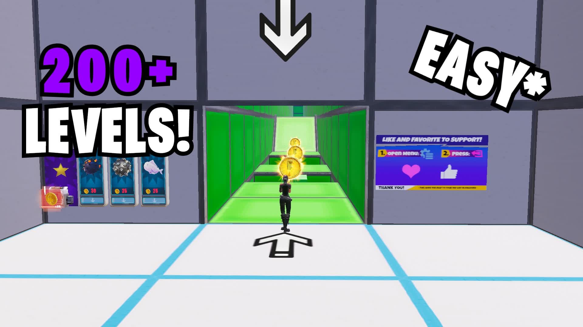 200+ Level Easy Deathrun⭐ — Fortnite Creative map