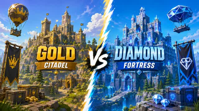 👑 GOLD CITADEL VS DIAMOND FORTRESS 💎 — Fortnite Creative map cover art