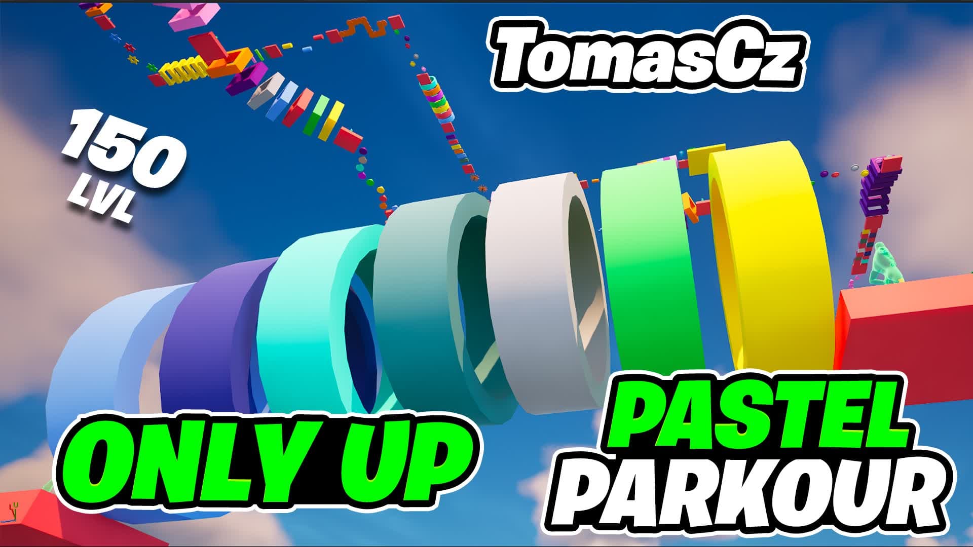 TomasCz Only Up Pastel Parkour – 150 Lvl — Fortnite Creative map
