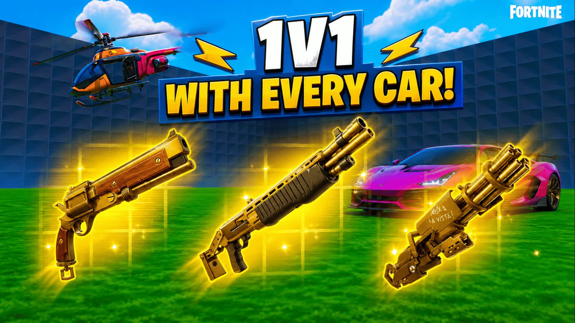 1v1 with every cars and guns! — Fortnite Creative map