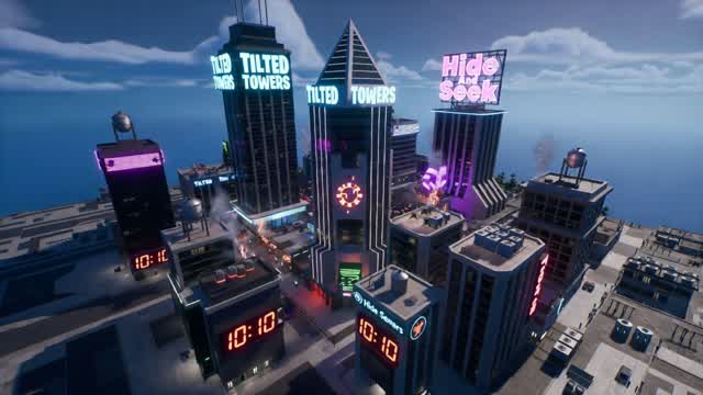 Hide And Seek Tilted Towers — Fortnite Creative map cover art