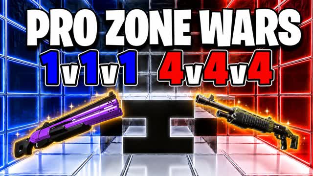 PRO ZONE WARS (1v1v1 - 4v4v4) — Fortnite Creative map cover art