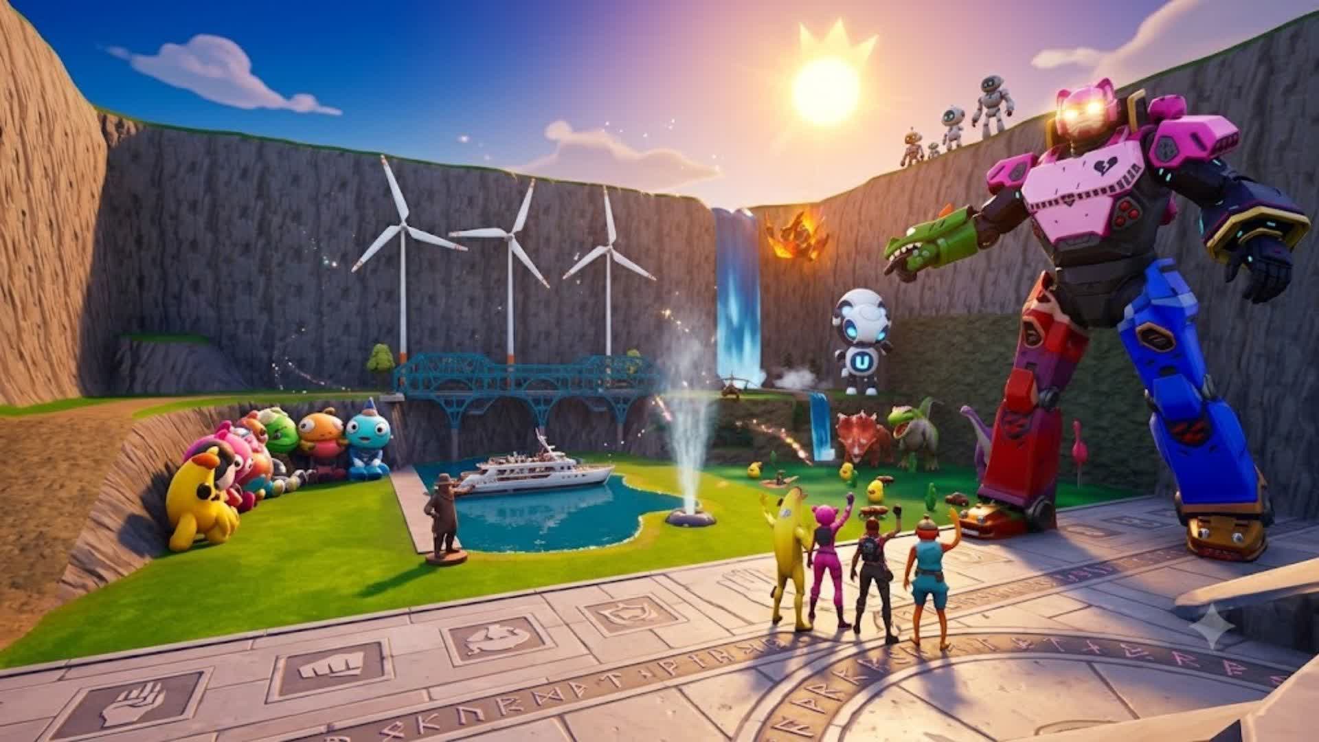 Play with friends, all cars and weapons — Fortnite Creative map