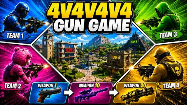 GUN GAME 🔫 4V4V4V4 — Fortnite Creative map