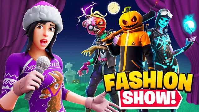 halloween Fashion Show 100 people — Fortnite Creative map cover art