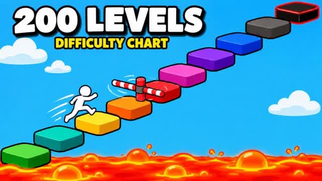 DIFFICULTY CHART DEATHRUN 🌈 200 LEVELS — Fortnite Creative map