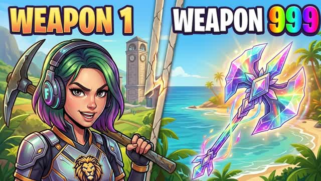 gun game mega one shot summer — Fortnite Creative map cover art