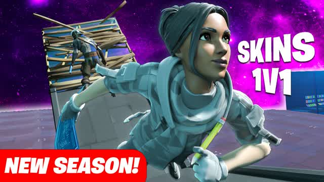 1V1 SKINS WITH ALL WEAPONS! — Fortnite Creative map cover art