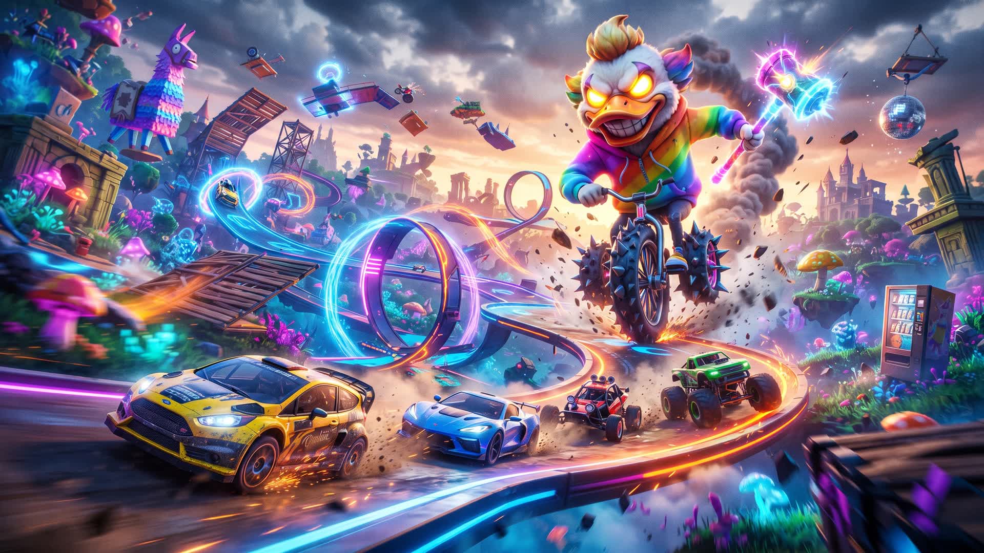 Neon Smash Rally 🏁 — Fortnite Creative map