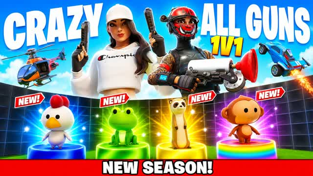 CRAZY ALL GUNS & VEHICLES 1V1 — Fortnite Creative map cover art