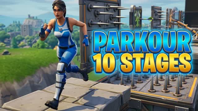🔥 PARKOUR: 10 DIFFERENT STAGES — Fortnite Creative map cover art
