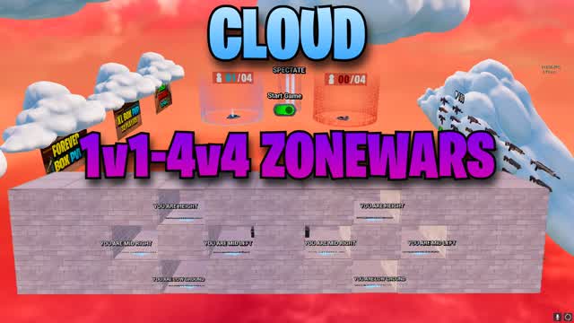 CLOUD ZONE WARS (1v1-4v4) — Fortnite Creative map