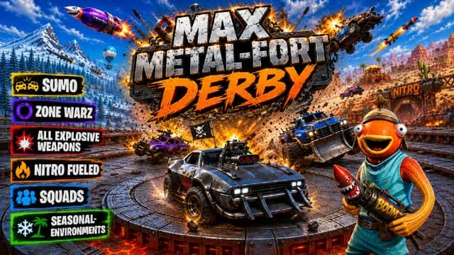 🔥 MAX METAL-FORT DERBY 🔥 — Fortnite Creative map cover art