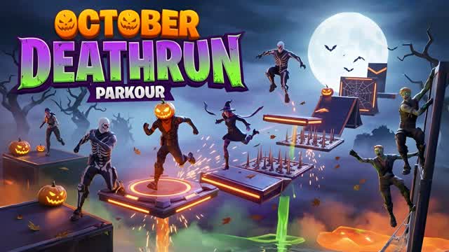 OCTOBER CRAZY HALLOWEEN PARKOUR DEATHRUN — Fortnite Creative map cover art