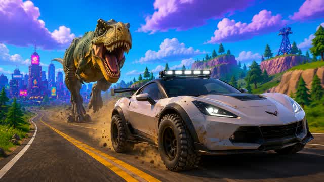 TMNT Dinosaur Drive 🚗 Free For All — Fortnite Creative map cover art