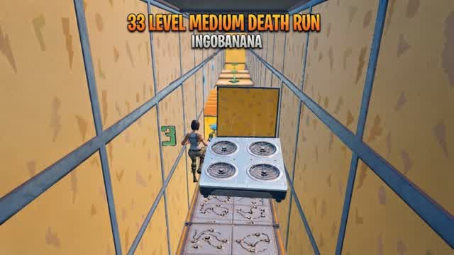 33 Level Medium Death Run — Fortnite Creative map cover art