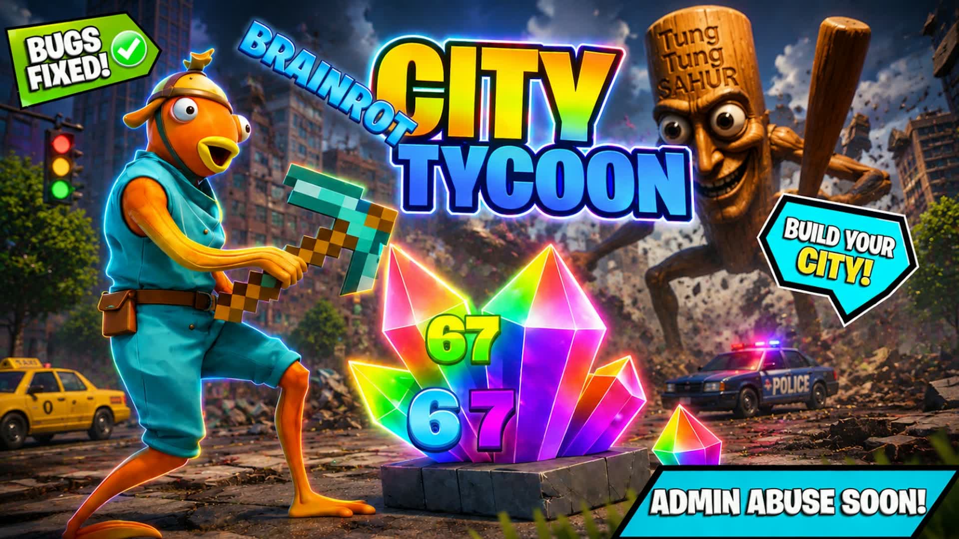 BRAINROT CITY TYCOON — Fortnite Creative map