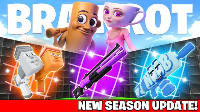 Brainrot 1v1 FFA - All Weapons & Rides — Fortnite Creative map cover art