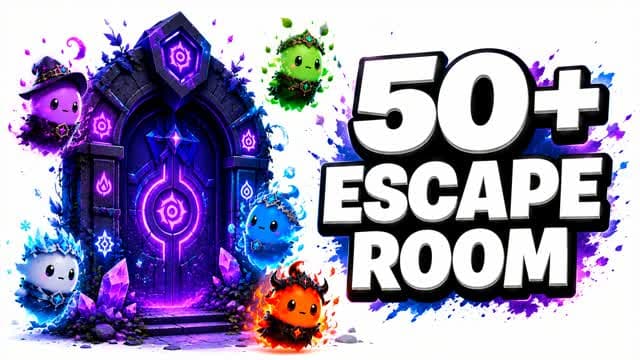 50+ SUPER ESCAPE ROOM 📺 — Fortnite Creative map cover art