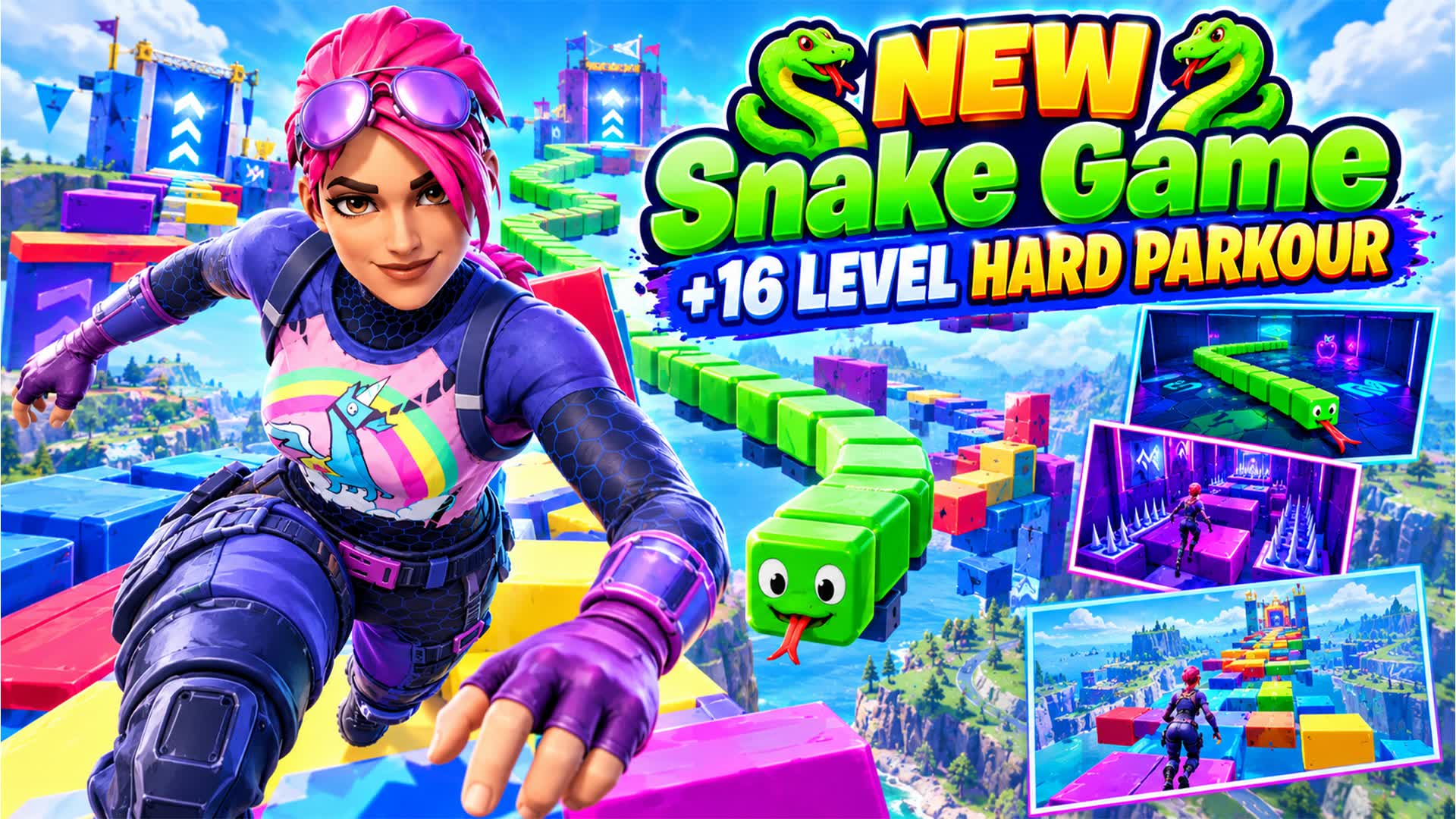 🐍Snake Game + 16 Level Hard Parkour🐍 — Fortnite Creative map