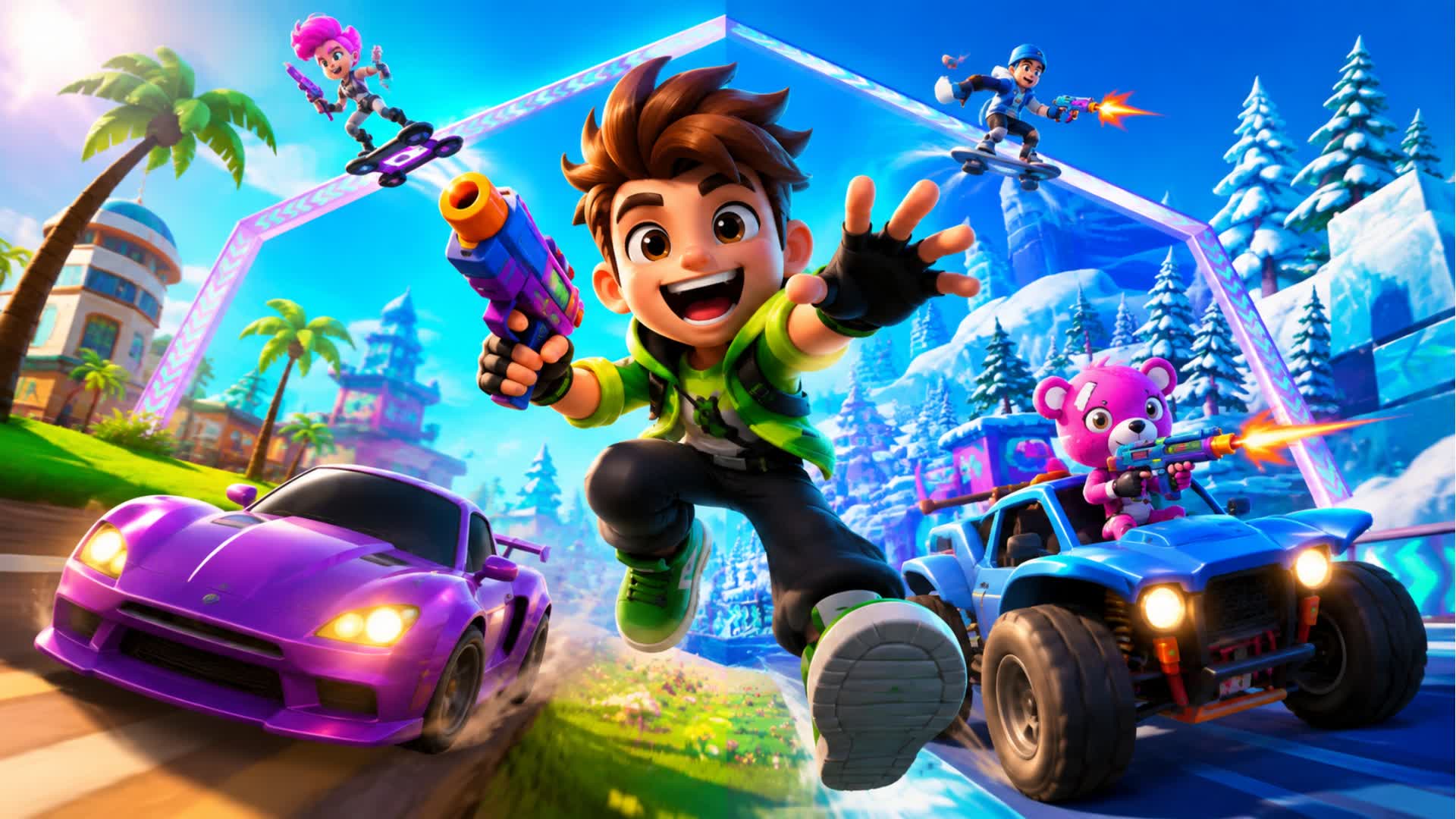Car game - four cities - explore — Fortnite Creative map