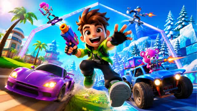 Car game - four cities - explore — Fortnite Creative map cover art