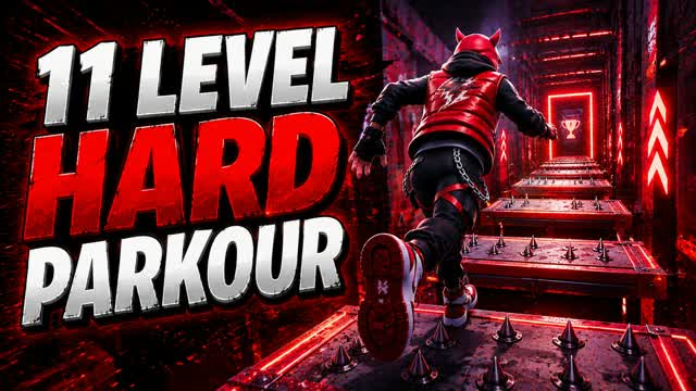11 Levels hard parkour — Fortnite Creative map cover art