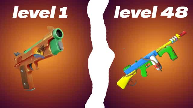 🔫 ☀️ Level 1 to 100 SUMMER Gun Game — Fortnite Creative map cover art