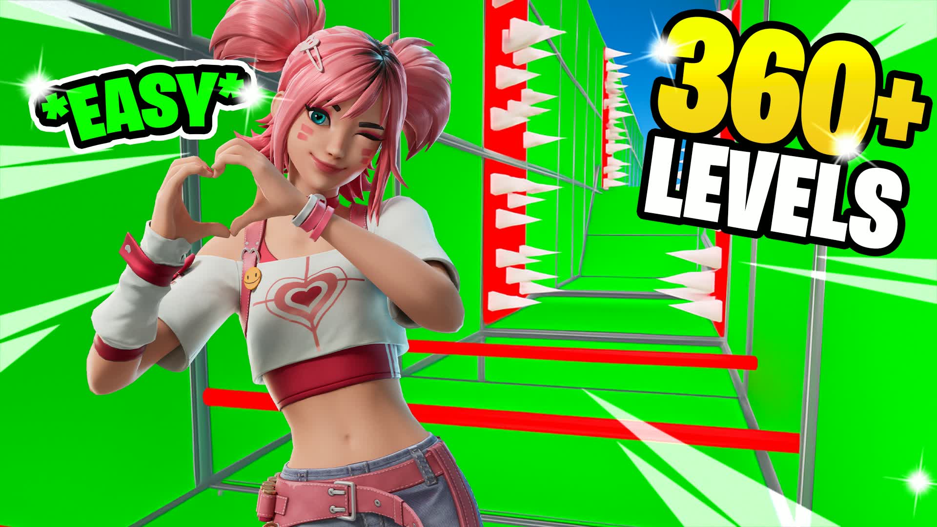 EASY DEATHRUN PARKOUR 360+ — Fortnite Creative map